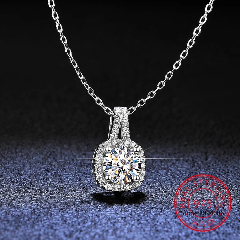 Full Moissanite Square Pendant Necklace Center 1CT Round Cut Diamond Emerald Cut Halo Design Necklace 14K Plated Silver Jewelry
Full Moissanite Square Pendant Necklace Center 1CT Round Cut Diamond Emerald Cut Halo Design Necklace 14K Plated Silver Jewelry