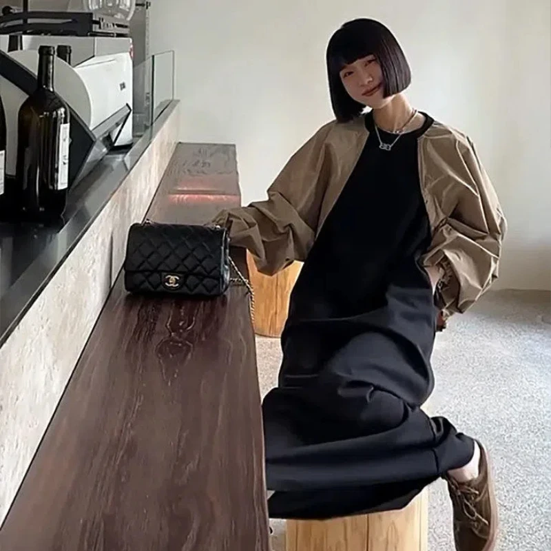 Contrast Patchwork Fake Two Pieces Midi Dress Spring Autumn New Long Sleeve Loose Vintage Casual Dresses Fashion Women Clothing
Contrast Patchwork Fake Two Pieces Midi Dress Spring Autumn New Long Sleeve Loose Vintage Casual Dresses Fashion Women Clothing