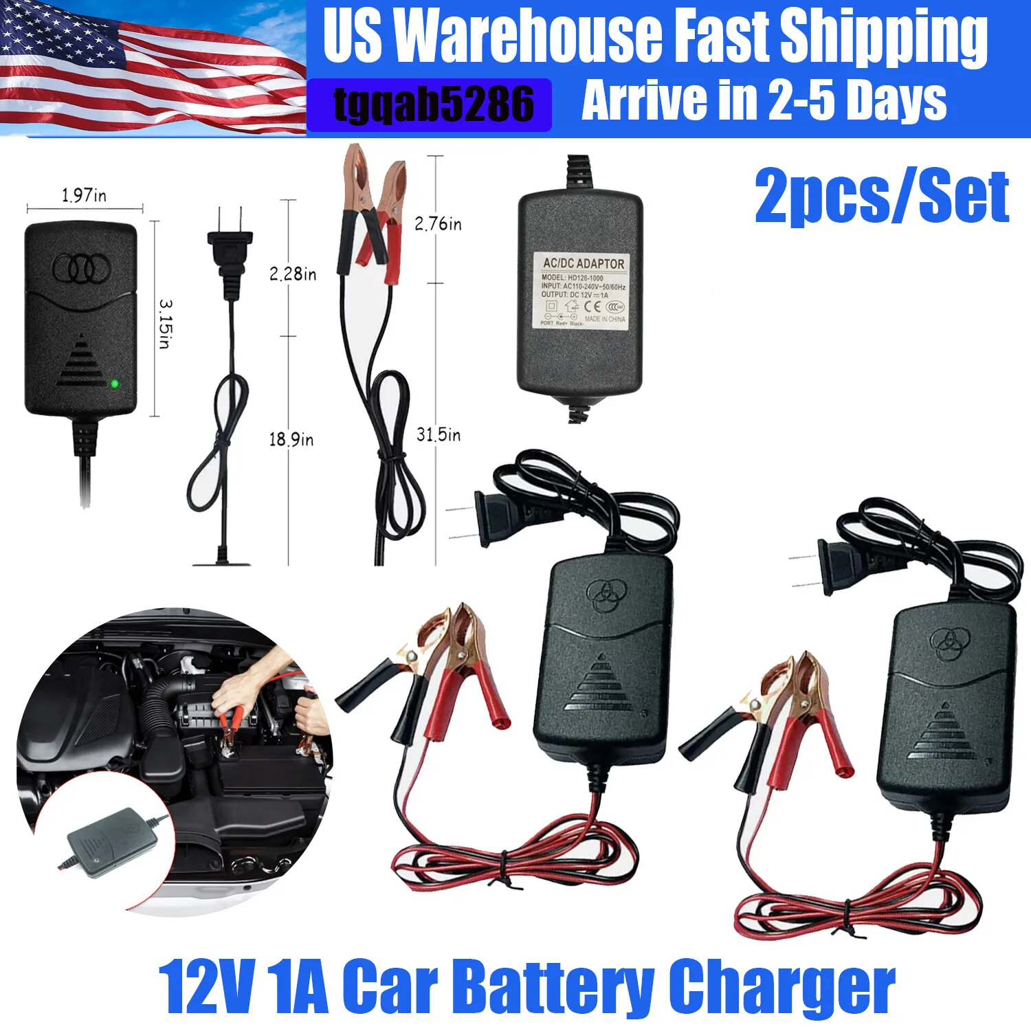 2X Car Battery Charger Maintainer 12V Trickle RV for Truck Motorcycle ATV Auto
2X Car Battery Charger Maintainer 12V Trickle RV for Truck Motorcycle ATV Auto