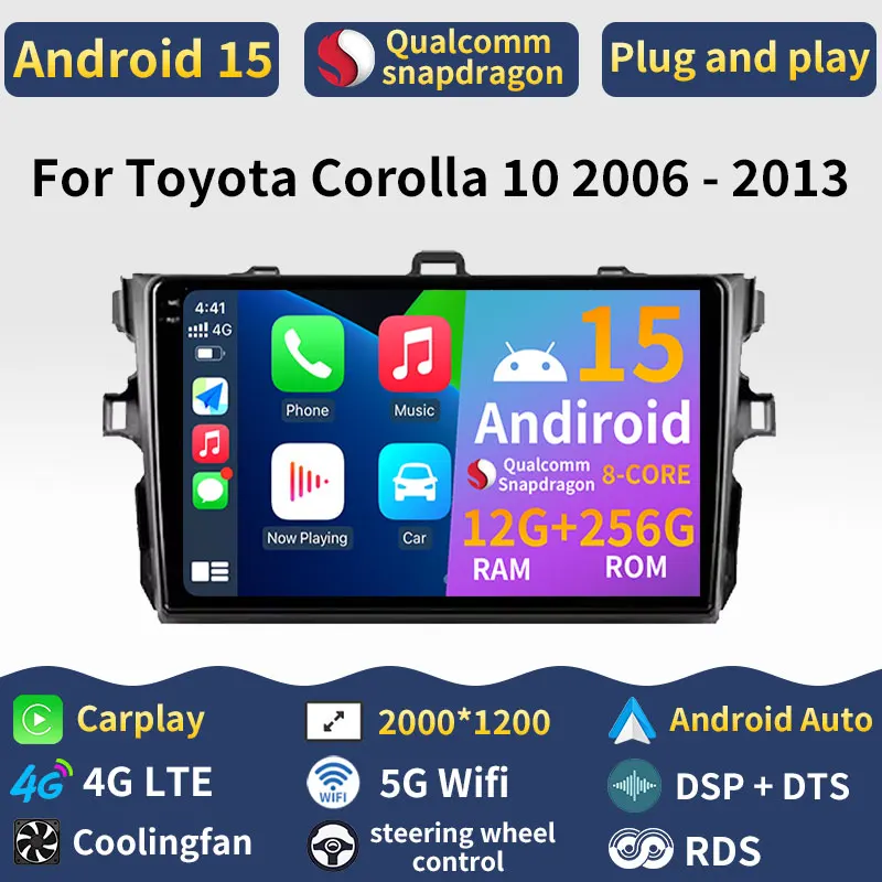 Android 15 Carplay For Toyota Corolla E140 E150 Auris 2005-2013 Auto Player Video Stereo 4G LTE Audio GPS 2din BT Car Radio WIFI
Android 15 Carplay For Toyota Corolla E140 E150 Auris 2005-2013 Auto Player Video Stereo 4G LTE Audio GPS 2din BT Car Radio WIFI