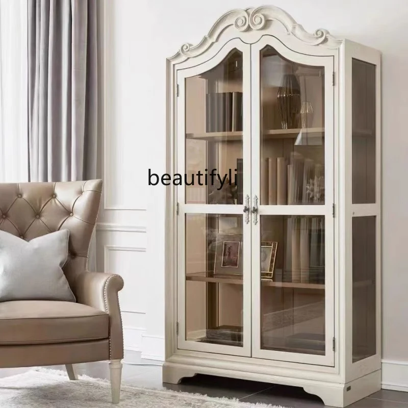 French solid wood wine cabinet living room corner glass cabinet American small apartment storage side cabinet
French solid wood wine cabinet living room corner glass cabinet American small apartment storage side cabinet