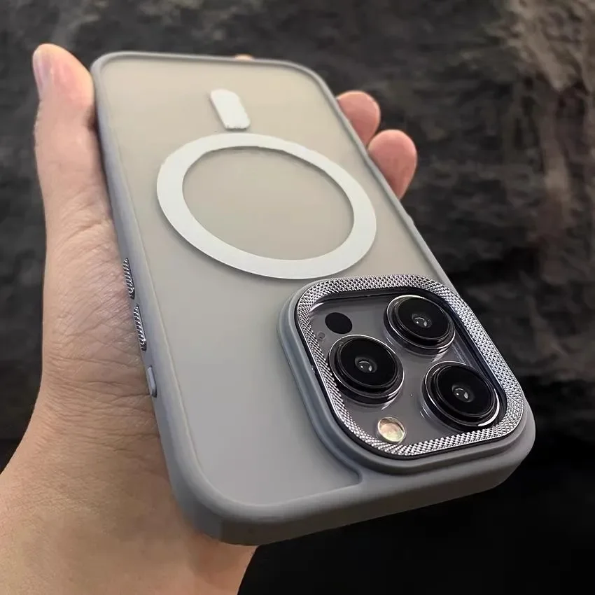 Titanium gray metal lens frame magnetic phone case for iPhone 16 15 14 13 12 11 Pro Max magsafe charging shockproof hard cover
Titanium gray metal lens frame magnetic phone case for iPhone 16 15 14 13 12 11 Pro Max magsafe charging shockproof hard cover