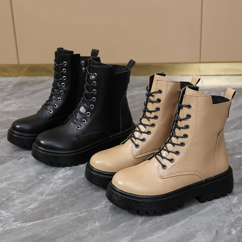 Women's Leather Boots Fashion Outdoor Casual Ankle Boot Lace-up Platform Boot Classic Leather Short Boots Women Motorcycle Boots 
Women's Leather Boots Fashion Outdoor Casual Ankle Boot Lace-up Platform Boot Classic Leather Short Boots Women Motorcycle Boots