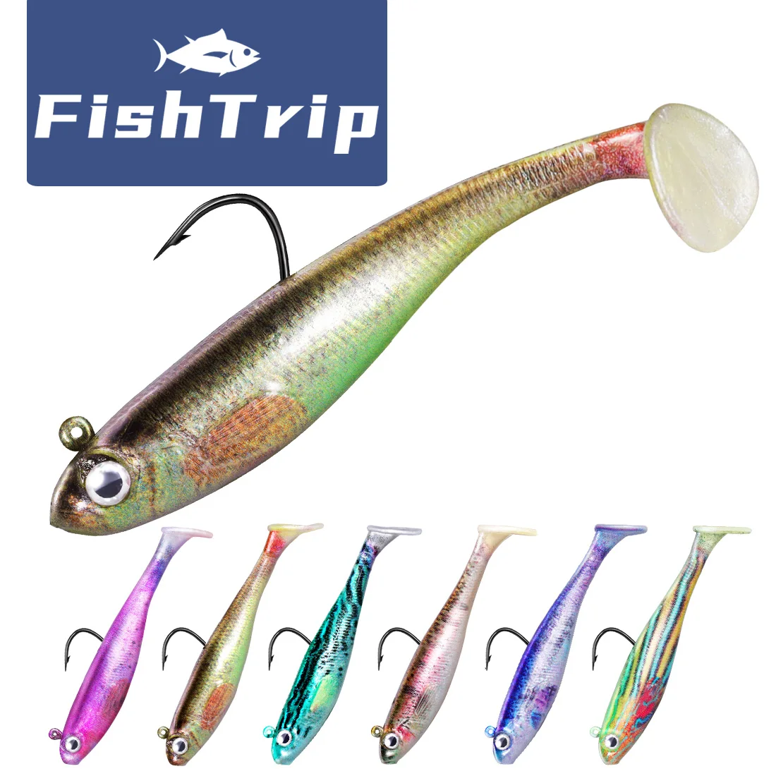 FishTrip Soft Fishing Lure with Hook Pre-Rigged Jig Heads Sea Bass Swimming Bait for Saltwater Freshwater Trout Walleye Crappie
FishTrip Soft Fishing Lure with Hook Pre-Rigged Jig Heads Sea Bass Swimming Bait for Saltwater Freshwater Trout Walleye Crappie