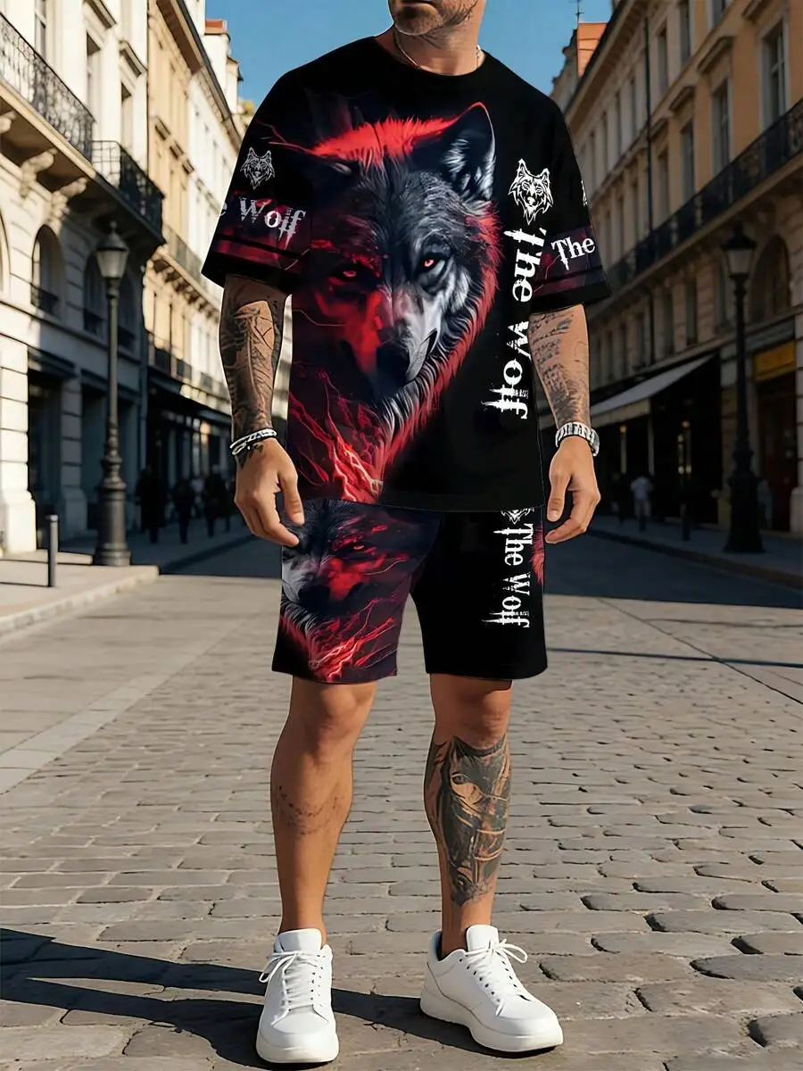 Mens 3D Wolf Print Round Neck Short Sleeve T-Shirt And Shorts Set Casual Summer Outfit
Mens 3D Wolf Print Round Neck Short Sleeve T-Shirt And Shorts Set Casual Summer Outfit