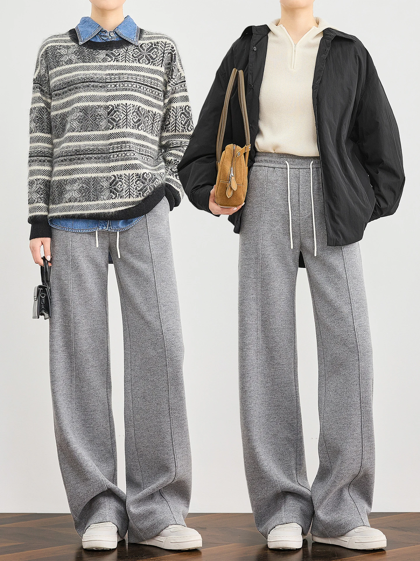 Шерстяные брюки TUMPUS с флисовой подкладкой, широкие прямые повседневные брюки для женщин, с высокой талией, удобные, теплые, зимние
Шерстяные брюки TUMPUS с флисовой подкладкой, широкие прямые повседневные брюки для женщин, с высокой талией, удобные, теплые, зимние