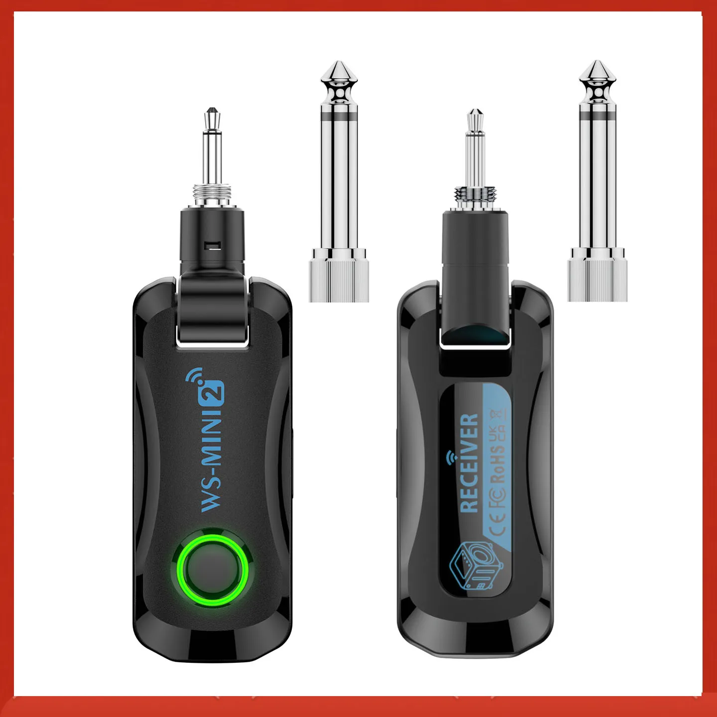 2.4G Wireless Guitar System Rechargeable Portable Transmitter Receiver Set with Charging Compartment Audio System for Electric