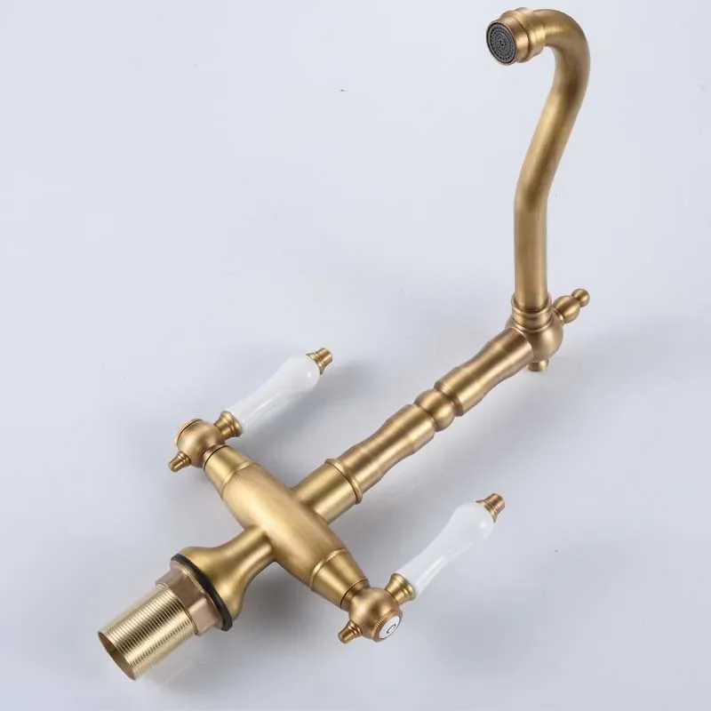 Dual Handle Kitchen Faucet Antique Brass Retro Basin Faucet 360 Degree Rotation Sink Tap Single Hole Hot Cold Water Mixer Crane
Dual Handle Kitchen Faucet Antique Brass Retro Basin Faucet 360 Degree Rotation Sink Tap Single Hole Hot Cold Water Mixer Crane