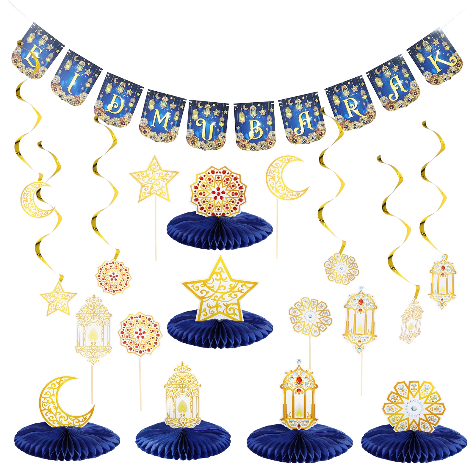 Ramadan Decoration Set Honeycomb Cards Hanging Banner Paper Supplies Moon Shape Bright Colors Safe Material
Ramadan Decoration Set Honeycomb Cards Hanging Banner Paper Supplies Moon Shape Bright Colors Safe Material