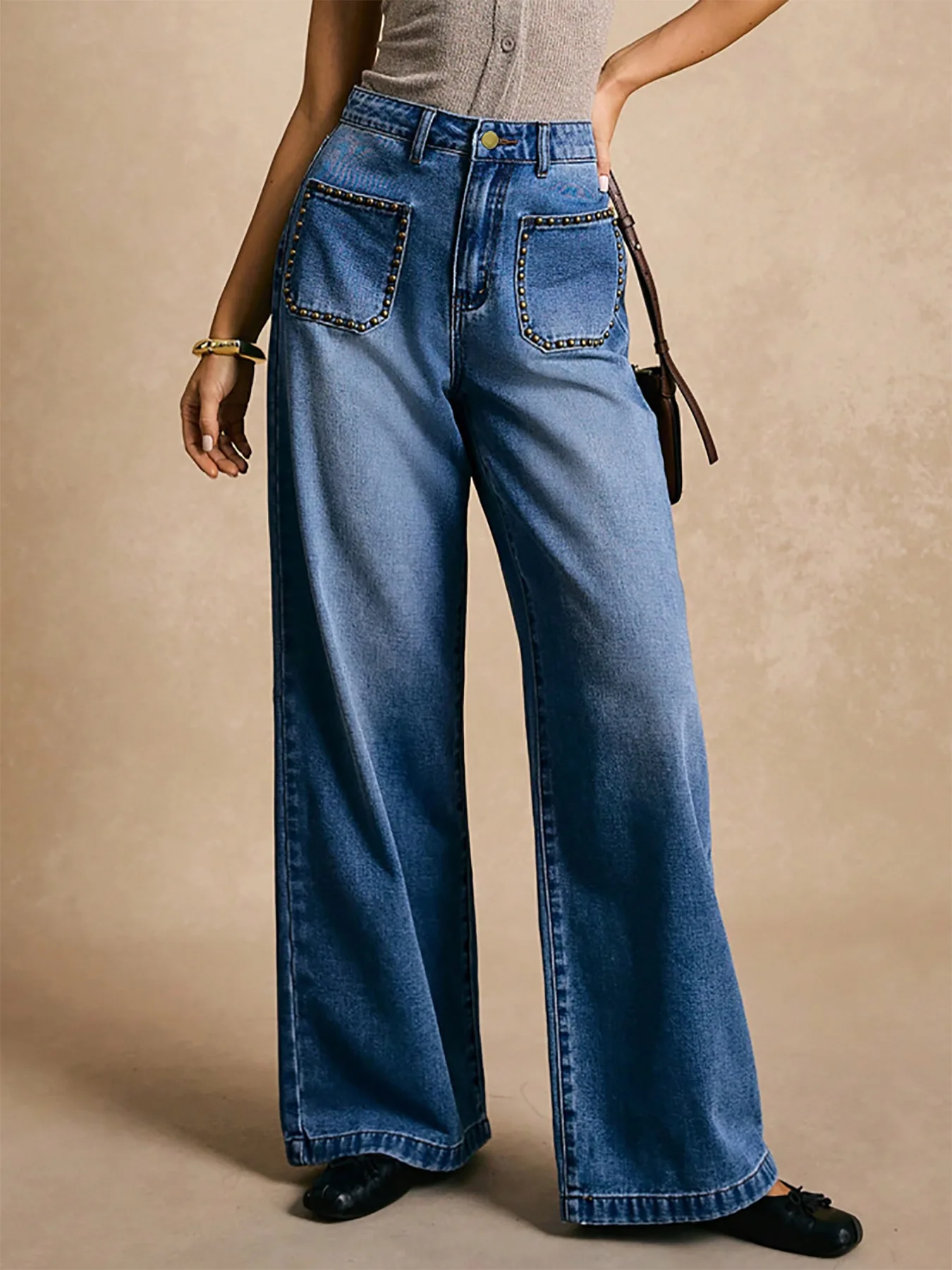 2025 Women's Washed Denim Pants Wide Leg Bootcut Rivets Decor Pocket Straight Leg Stretch Comfort Casual Trousers
2025 Women's Washed Denim Pants Wide Leg Bootcut Rivets Decor Pocket Straight Leg Stretch Comfort Casual Trousers