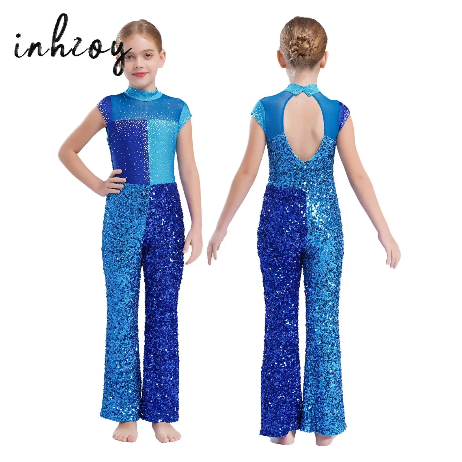 Kids Girls Jazz Dance Performance Costume Streetwear Glittery Sequin Color Block Mock Neck Sleeveless Jumpsuit Rompers Dancewear
Kids Girls Jazz Dance Performance Costume Streetwear Glittery Sequin Color Block Mock Neck Sleeveless Jumpsuit Rompers Dancewear