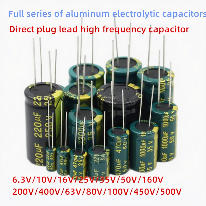 1-10PCS Direct-insert high frequency aluminum electrolytic capacitors 6.3V/10V/16V/25V/35V/50V/160V/400V/220/330/470/100/1000UF
1-10PCS Direct-insert high frequency aluminum electrolytic capacitors 6.3V/10V/16V/25V/35V/50V/160V/400V/220/330/470/100/1000UF