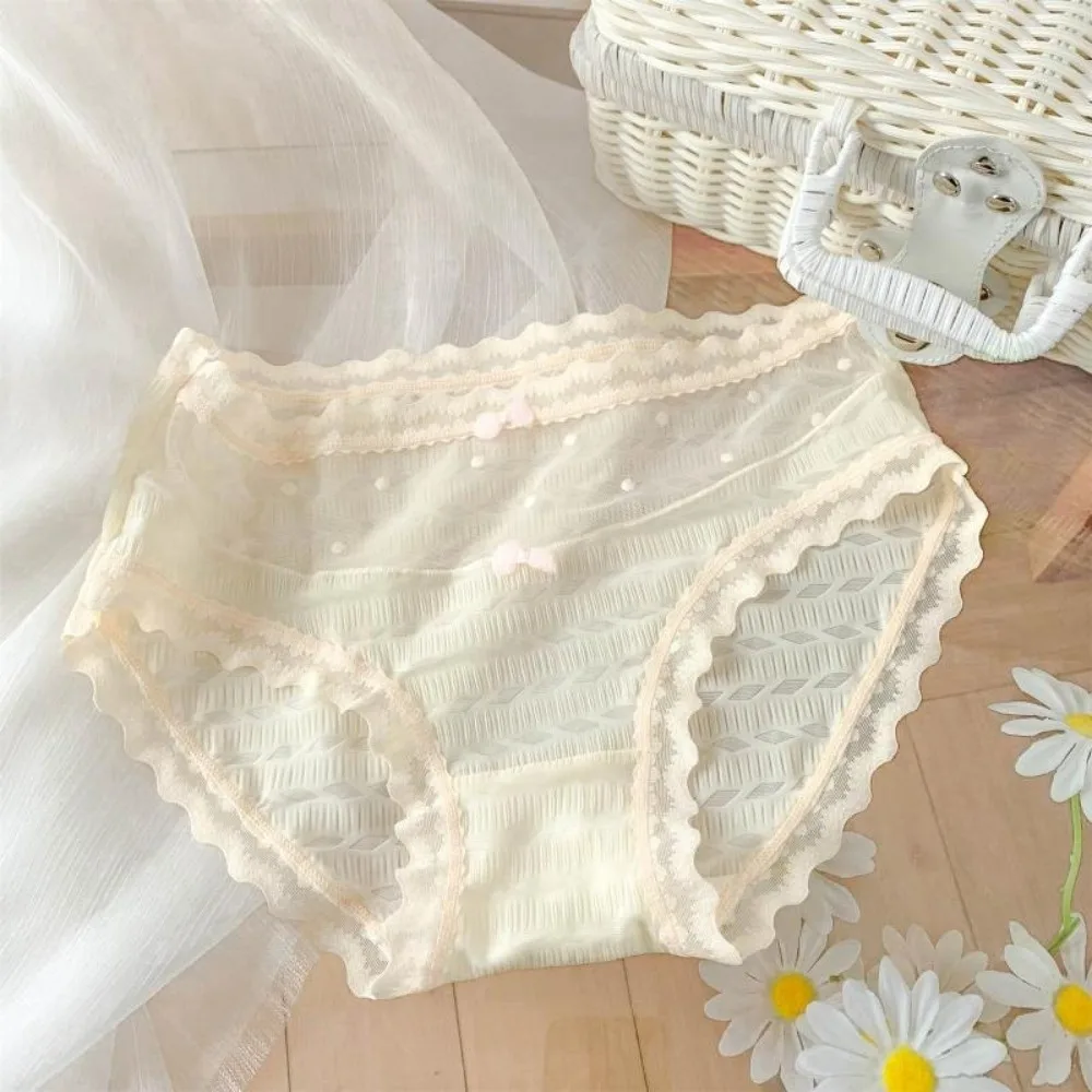 Breathable Mid Waist Lace Seamless Panties Bow Cotton Crotch Mesh Briefs Transparent Lingerie Lace Thin Underwear Girl
Breathable Mid Waist Lace Seamless Panties Bow Cotton Crotch Mesh Briefs Transparent Lingerie Lace Thin Underwear Girl