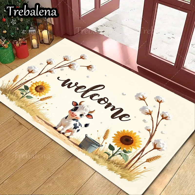 1pc Welcome Door Mat Welcome Mat with Cute Cow Sunflower and Cotton Design for Home Decor
1pc Welcome Door Mat Welcome Mat with Cute Cow Sunflower and Cotton Design for Home Decor