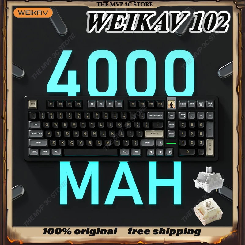 НОВАЯ WEIKAV 102, трехрежимная индивидуальная беспроводная механическая клавиатура Bluetooth, 98% раскладки, TFT-мультимедийный экран, 4000 мАч, колпачок из ПБТ
НОВАЯ WEIKAV 102, трехрежимная индивидуальная беспроводная механическая клавиатура Bluetooth, 98% раскладки, TFT-мультимедийный экран, 4000 мАч, колпачок из ПБТ