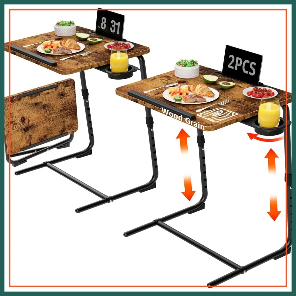 Folding TV Trays Set of 2 - Adjustable Dinner Trays for Eating on Couch, Wooden Tables with Cup Holder, Portable Rustic Desk
Folding TV Trays Set of 2 - Adjustable Dinner Trays for Eating on Couch, Wooden Tables with Cup Holder, Portable Rustic Desk