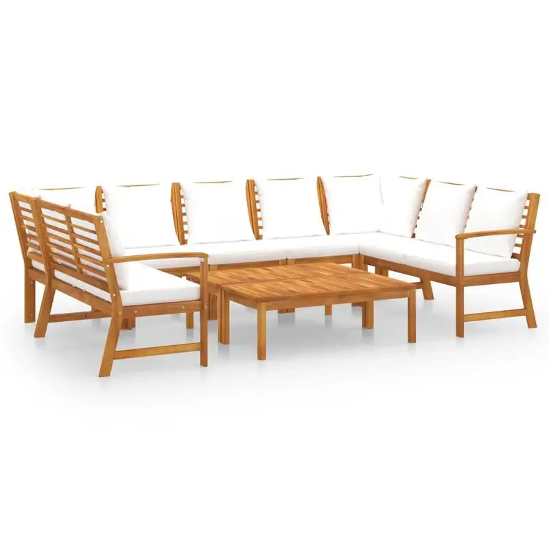 9 Piece Patio Lounge Set with Cushion Cream Solid Acacia Wood
9 Piece Patio Lounge Set with Cushion Cream Solid Acacia Wood