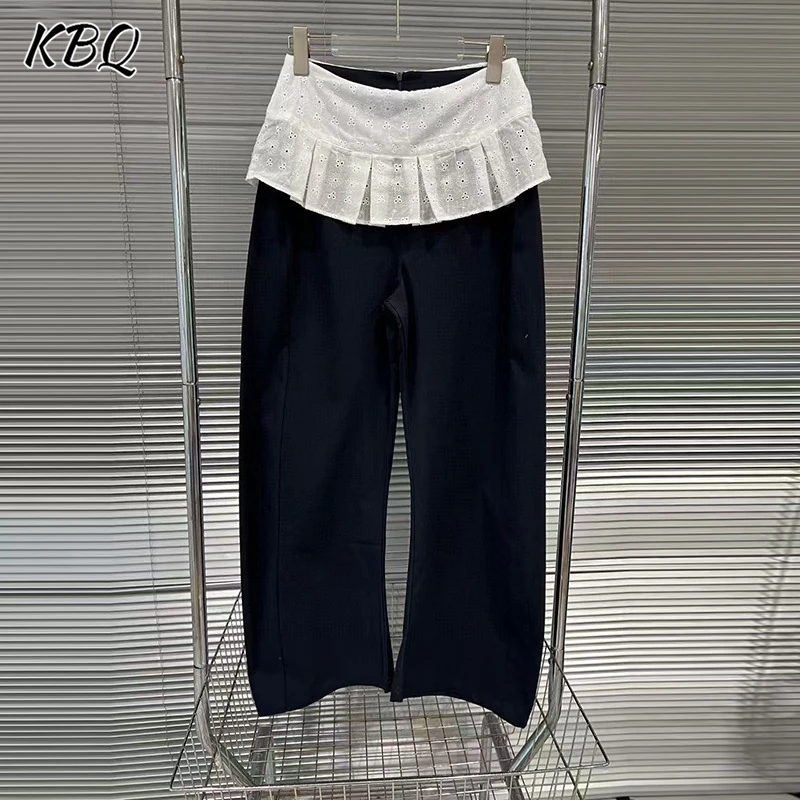 KBQ Hit Color Spliced Lace Hollow Out Pants for Women High Waist Loose Casual Design Sense Long Trouser Female Fahsion Style New
KBQ Hit Color Spliced Lace Hollow Out Pants for Women High Waist Loose Casual Design Sense Long Trouser Female Fahsion Style New