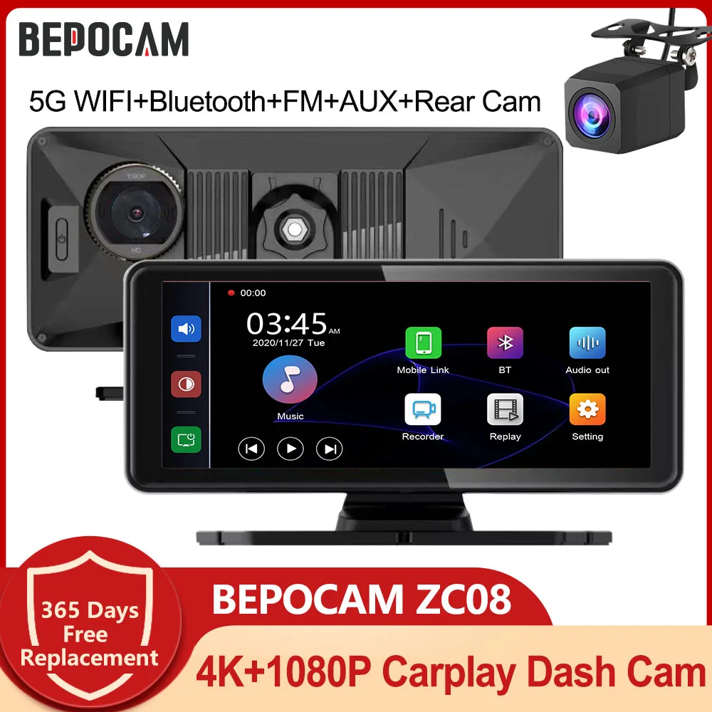 BEPOCAM ZC08 6.86' Car DVR 4K Dash Cam Dual Lens Wireless Carplay & Android Auto Video Recorder Monitor 5G Wifi Bluetooth FM AUX
BEPOCAM ZC08 6.86' Car DVR 4K Dash Cam Dual Lens Wireless Carplay & Android Auto Video Recorder Monitor 5G Wifi Bluetooth FM AUX