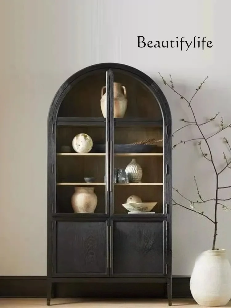 Very pretty French Retro Glass Door Display Sideboard all items American-Style Solid Wood Arched Black Bookshelf Cabinet
Very pretty French Retro Glass Door Display Sideboard all items American-Style Solid Wood Arched Black Bookshelf Cabinet