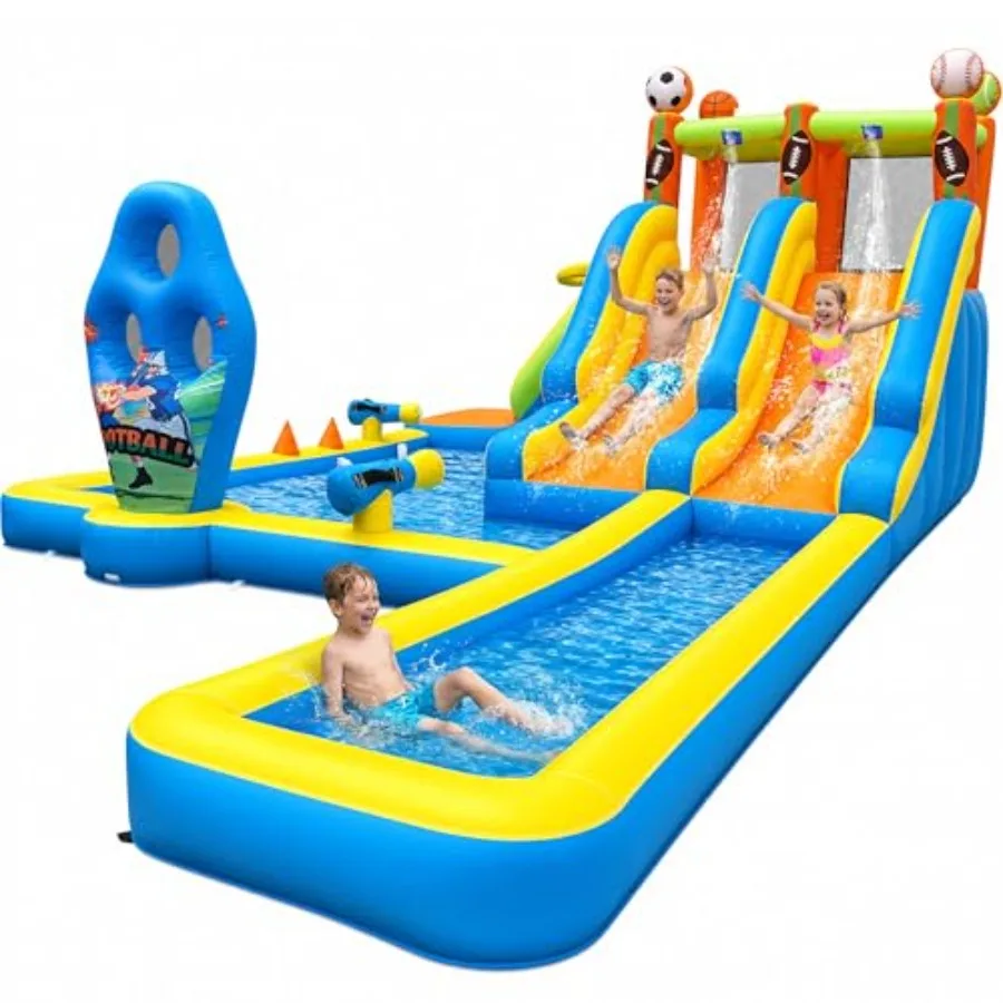 Inflatable Water Slide for 3-12: PVC, Blue/Red, Dual Slides + Football-Themed 9-in-1 Backyard Water Park with 550W Blower for O
Inflatable Water Slide for 3-12: PVC, Blue/Red, Dual Slides + Football-Themed 9-in-1 Backyard Water Park with 550W Blower for O
