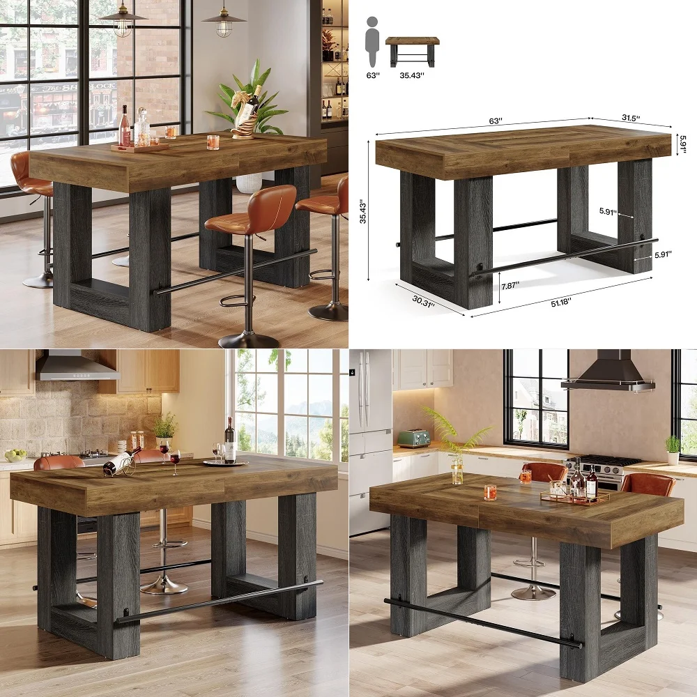 Round Bar Table Set of 2, Industrial Bistro Sets with 2 barstools, Pub Cocktail Table with Metal Ring Footrest for Kitchen Nook
Round Bar Table Set of 2, Industrial Bistro Sets with 2 barstools, Pub Cocktail Table with Metal Ring Footrest for Kitchen Nook