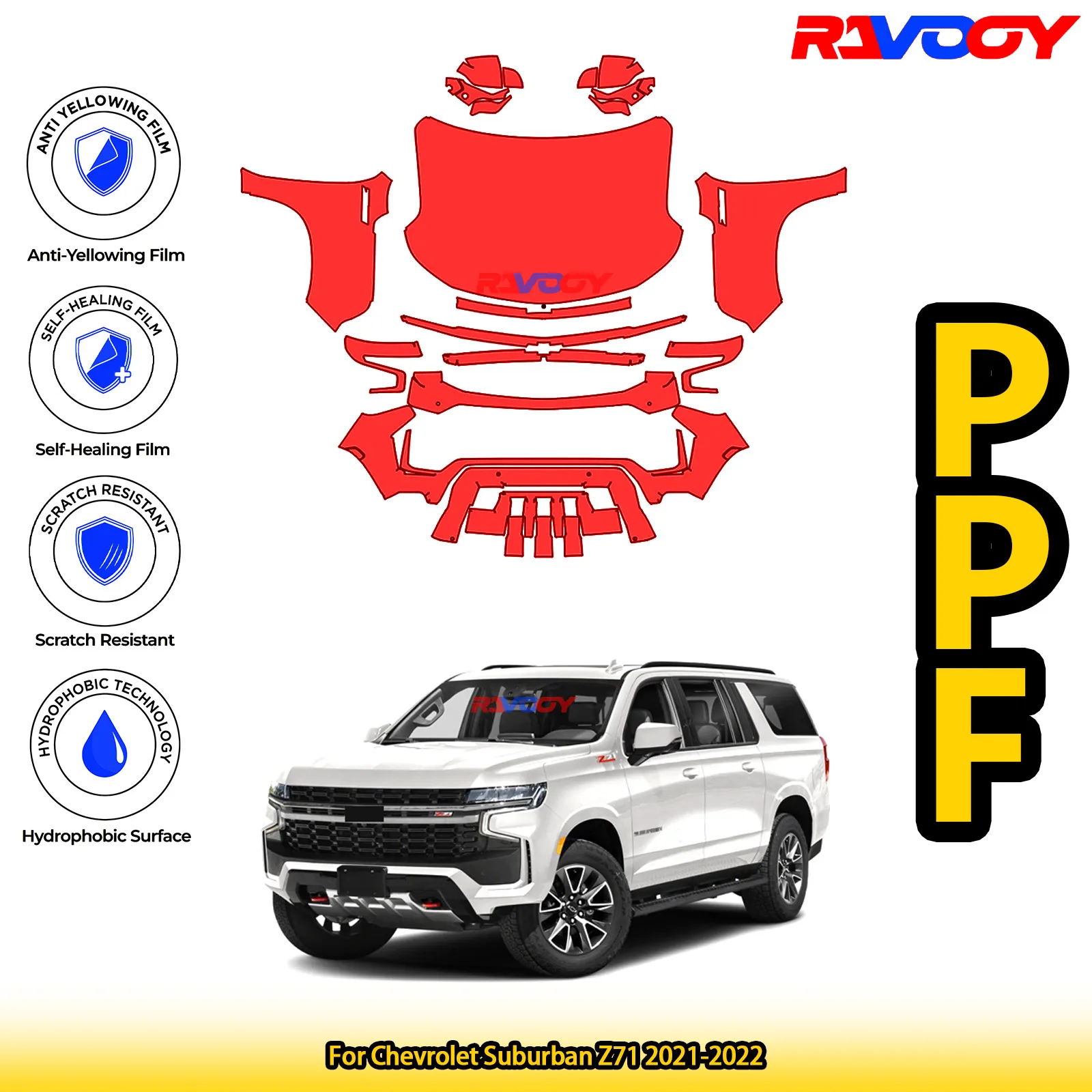 For Chevrolet Suburban Z71 2021-2022 Glossy Matte Black Precut front PPF Kit Paint Protection Film
For Chevrolet Suburban Z71 2021-2022 Glossy Matte Black Precut front PPF Kit Paint Protection Film