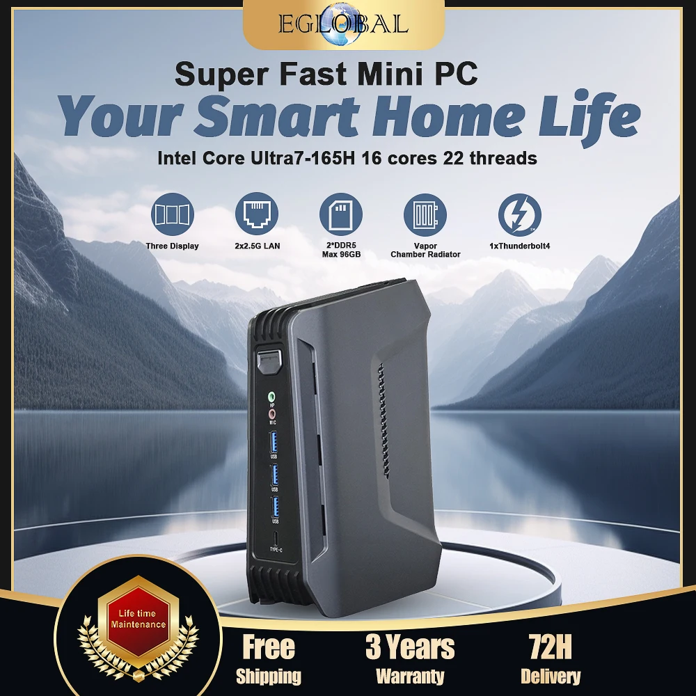 Super Fast Smooth Mini PC Gamer Ultra7 165H 32GB DDR5 512GB SSD WiFi6 Windows 11 Linux Ubuntu Thunderbolt 4 Type-C 4USB RJ45 Lan
Super Fast Smooth Mini PC Gamer Ultra7 165H 32GB DDR5 512GB SSD WiFi6 Windows 11 Linux Ubuntu Thunderbolt 4 Type-C 4USB RJ45 Lan
