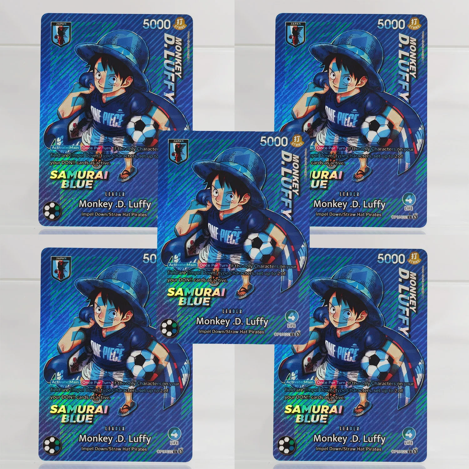 Homemade One Piece Football Style Blue Manga Monkey D. Luffy OP13-118 OP16-022 English Game Collection Texture Card Toy
Homemade One Piece Football Style Blue Manga Monkey D. Luffy OP13-118 OP16-022 English Game Collection Texture Card Toy