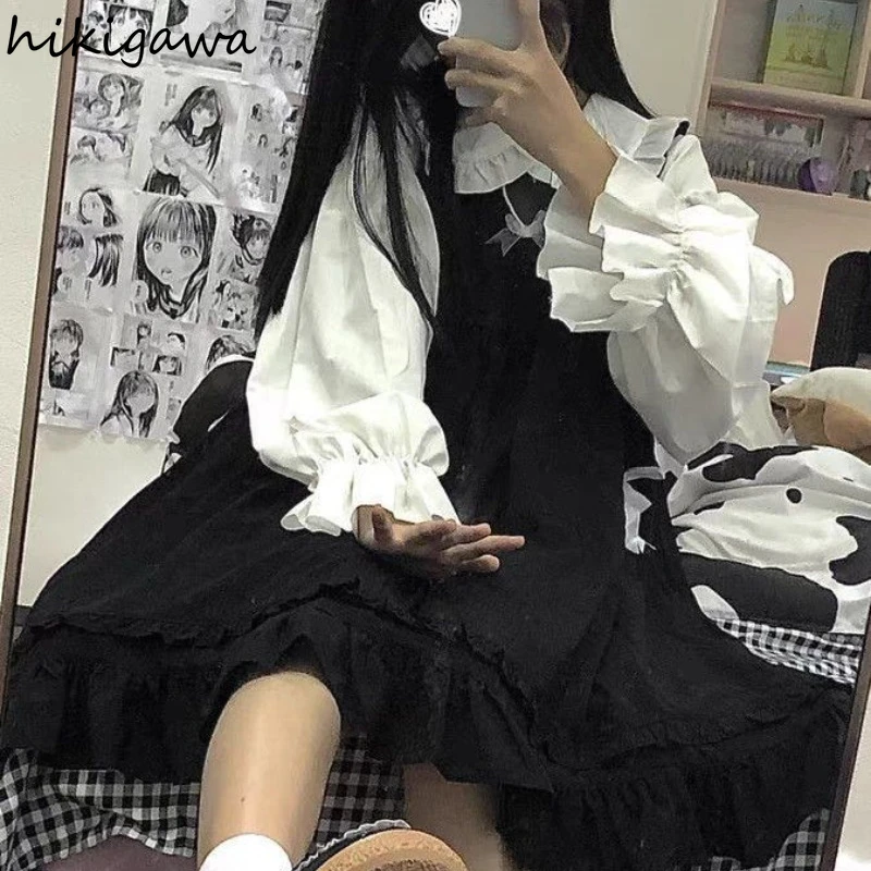 2 Piece Sets Womens Outfits Lantern Sleeve Peter Pan Collar Blouse Love Bow Ruffles Loose Dresses Suit Chic Sweet Japanese Set
2 Piece Sets Womens Outfits Lantern Sleeve Peter Pan Collar Blouse Love Bow Ruffles Loose Dresses Suit Chic Sweet Japanese Set
