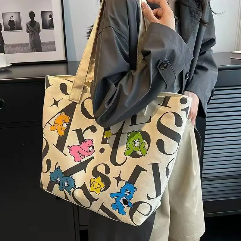 Canvas Cartoon Tote Bags with Zipper Female Fabric Shoulder Bag Purse for Shopping and Work Womens Handbag
Canvas Cartoon Tote Bags with Zipper Female Fabric Shoulder Bag Purse for Shopping and Work Womens Handbag