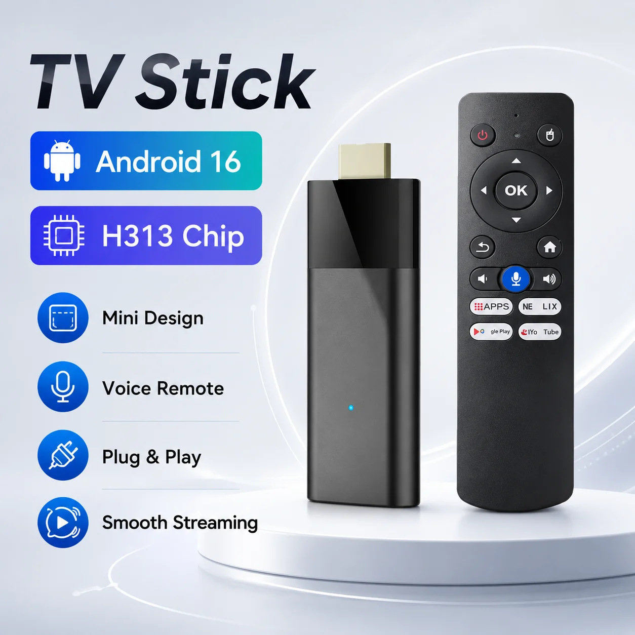 Q12 Android 16 Mini TV Stick Allwinner H313 2.4G Wifi 5G Wifi6 Dual Brand 8K 4K BT5 Media Player Google Voice NETFLIX Youtube
Q12 Android 16 Mini TV Stick Allwinner H313 2.4G Wifi 5G Wifi6 Dual Brand 8K 4K BT5 Media Player Google Voice NETFLIX Youtube