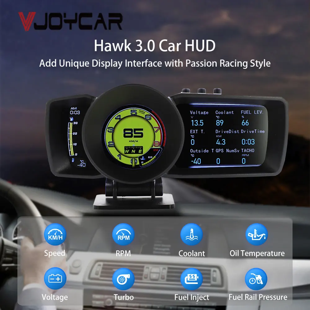 Vjoycar 2023 Upgraded HUD Gauge Hawk OBD2 Auto Scanner Car Meter Intake Air & Water Temp. Trip Computer GPS Digital Speedometer
Vjoycar 2023 Upgraded HUD Gauge Hawk OBD2 Auto Scanner Car Meter Intake Air & Water Temp. Trip Computer GPS Digital Speedometer