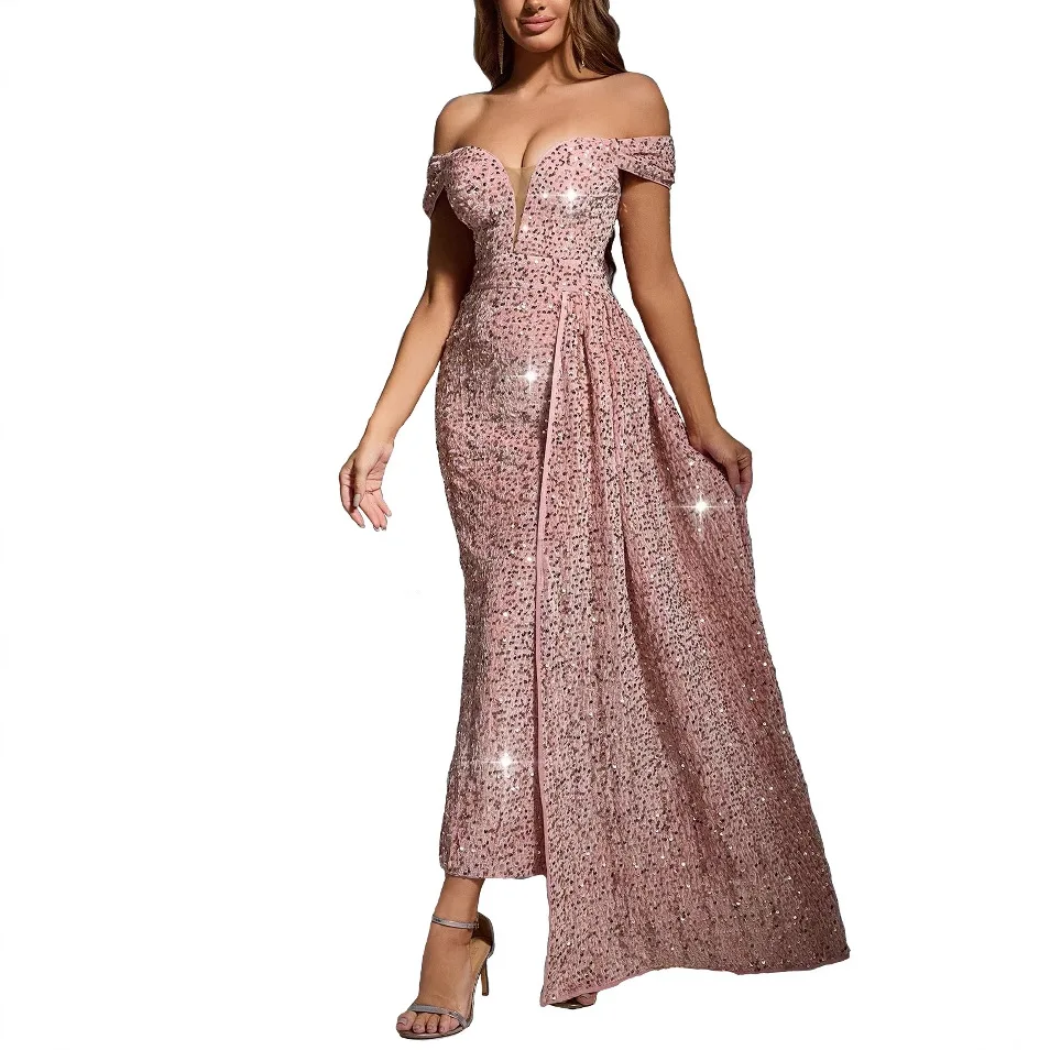 Women's temperament sexy sequins one-word shoulder solid color sleeveless dress showing thin temperament simple clothing new
Women's temperament sexy sequins one-word shoulder solid color sleeveless dress showing thin temperament simple clothing new
