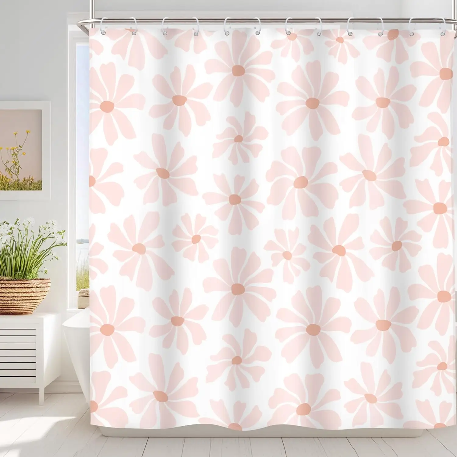 Blush Pink Daisy Shower Curtain – Cute Retro Floral Design, Pastel Boho Spring Decor for Girly Bathroom
Blush Pink Daisy Shower Curtain – Cute Retro Floral Design, Pastel Boho Spring Decor for Girly Bathroom