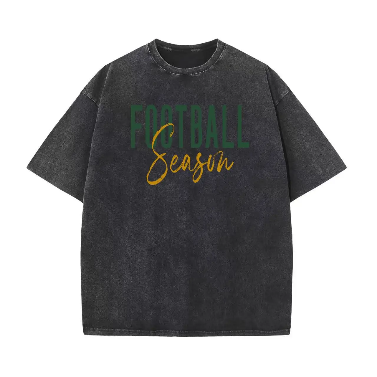 Vintage Washed Loose T-Shirt Streetwear for Men Women, Casual Football Season Graphic Tees Oversized Drop-Shoulder Tops 
Vintage Washed Loose T-Shirt Streetwear for Men Women, Casual Football Season Graphic Tees Oversized Drop-Shoulder Tops