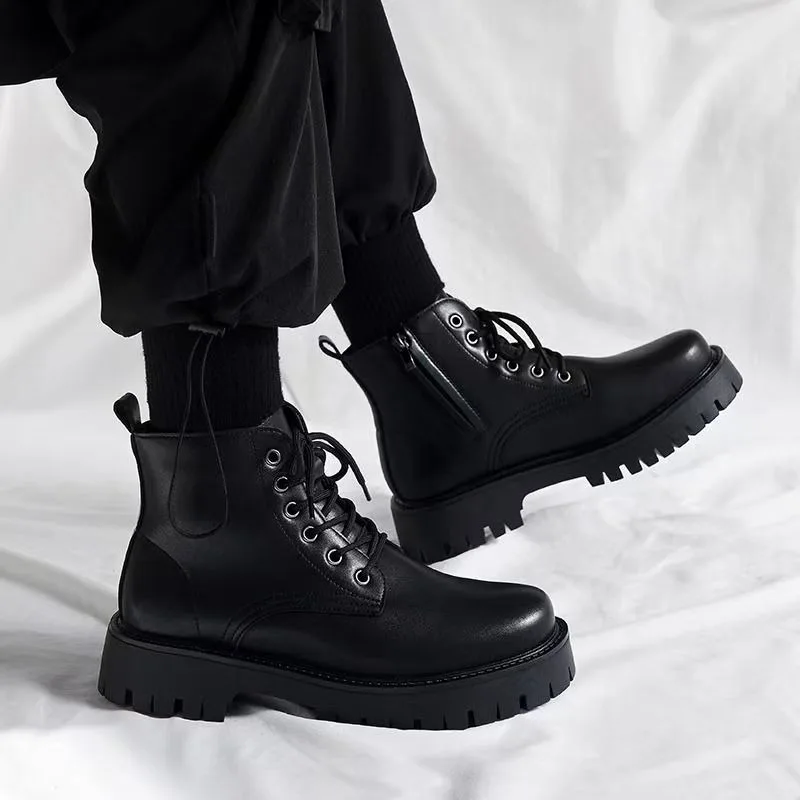 Shoes for Men Leather High-top Men Shoes British Leather High Quality Platform Boots Trend Tooling Mens Shoes Botas Para Hombre
Shoes for Men Leather High-top Men Shoes British Leather High Quality Platform Boots Trend Tooling Mens Shoes Botas Para Hombre