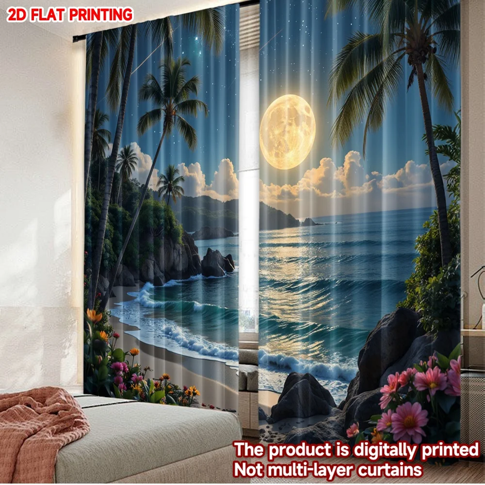 2D flat printing 2pcs Curtain Curtain Moonlit Tropical Beach Digital Printed Polyester Drapes Family Party Perfect for Room
2D flat printing 2pcs Curtain Curtain Moonlit Tropical Beach Digital Printed Polyester Drapes Family Party Perfect for Room