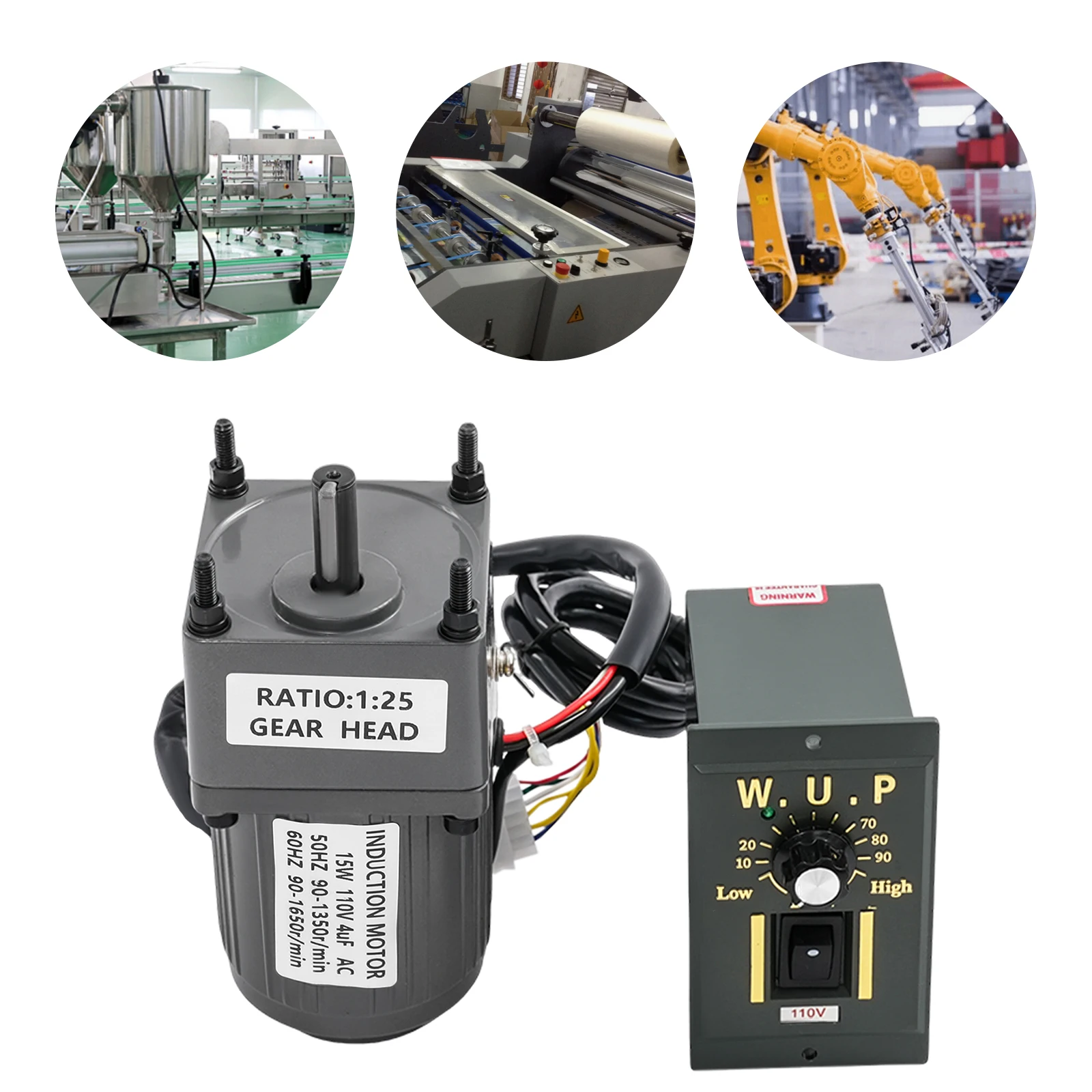 15W 25K Gear Motor, 110V Gear Motor, Electric Motor with Speed Controller (Wiring) Widely Used In Packaging, Printing, Textile
15W 25K Gear Motor, 110V Gear Motor, Electric Motor with Speed Controller (Wiring) Widely Used In Packaging, Printing, Textile