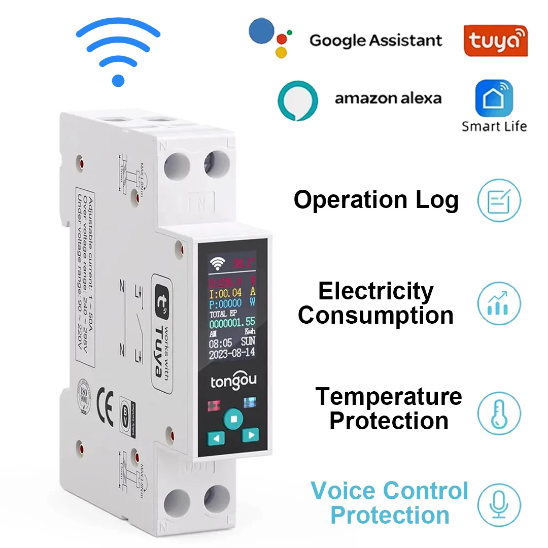 1P 50A Tuya WIFI Умный выключатель для умного дома Беспроводной пульт дистанционного управления через приложение Светодиодный счетчик энергии Реле таймера
1P 50A Tuya WIFI Умный выключатель для умного дома Беспроводной пульт дистанционного управления через приложение Светодиодный счетчик энергии Реле таймера