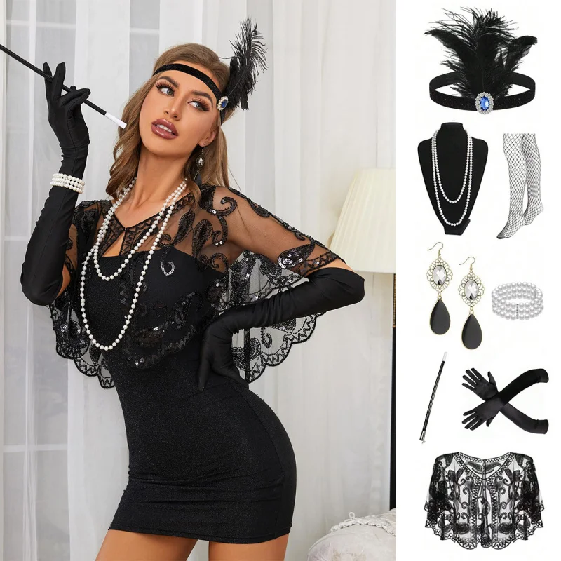 Gatsby1920sSingle Party Retro Feather Headband Masquerade Set Headpiece Necklace Gloves Cigarette Holder
Gatsby1920sSingle Party Retro Feather Headband Masquerade Set Headpiece Necklace Gloves Cigarette Holder