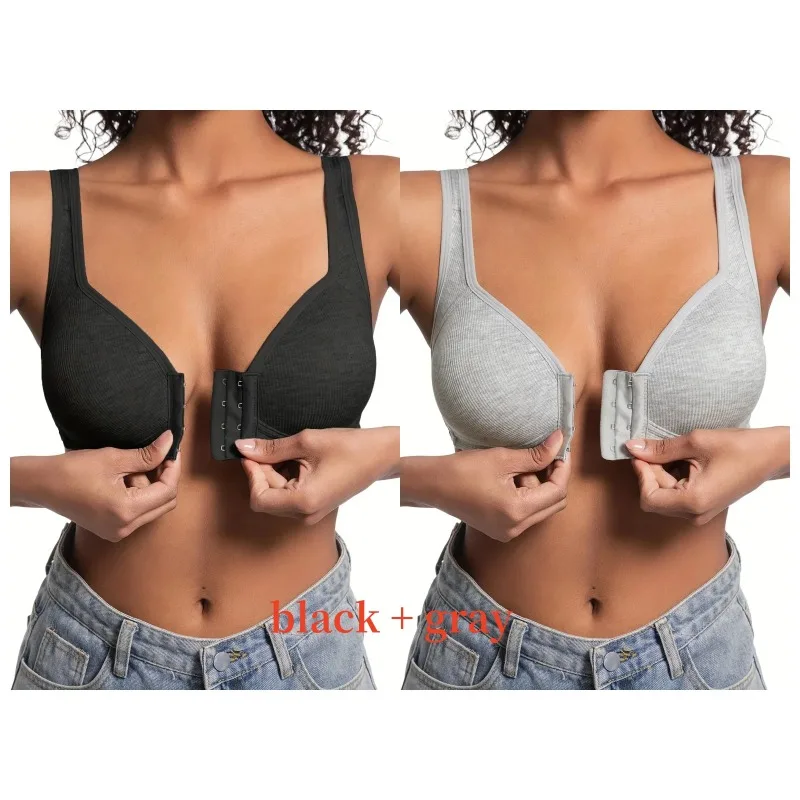 2PCS Women's Bra Wire-Free Front Closure Solid Color Full Coverage Fixed Cups More Considerate
2PCS Women's Bra Wire-Free Front Closure Solid Color Full Coverage Fixed Cups More Considerate