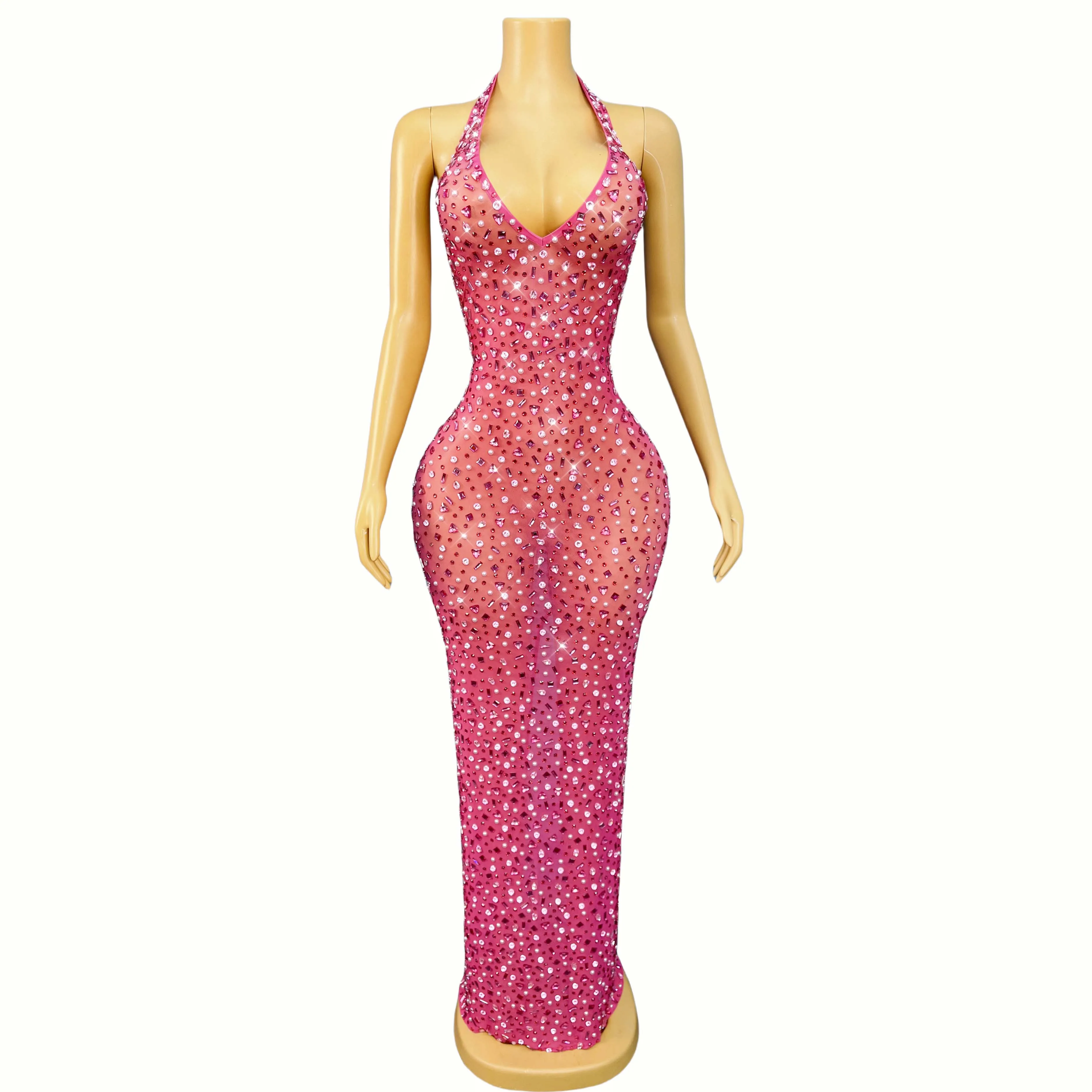 Luxurious Shining Rhinestones Sexy V-neck Rosy Mesh Dress Evening Cocktail party Gown Holiday Journey Seaside Outfit Fenhonhuiyi
Luxurious Shining Rhinestones Sexy V-neck Rosy Mesh Dress Evening Cocktail party Gown Holiday Journey Seaside Outfit Fenhonhuiyi