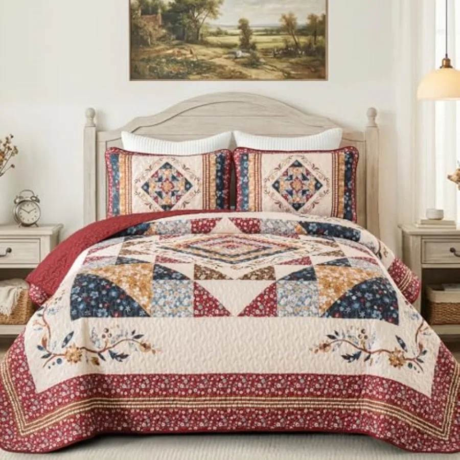 Quilt SetFloral Patchwork Bedspreads Size Summer Vintage Lightweight Coverlet Set for Bed for All Season96 x90
Quilt SetFloral Patchwork Bedspreads Size Summer Vintage Lightweight Coverlet Set for Bed for All Season96 x90