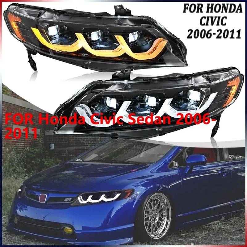 1 комплект светодиодных фар в сборе для Honda Civic Sedan 2006-2011, последовательные передние фонари DRL 
1 комплект светодиодных фар в сборе для Honda Civic Sedan 2006-2011, последовательные передние фонари DRL