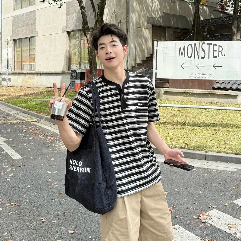 Men Japanese Retro Striped Embroidery Henley T Shirt Summer Casual Two Piece Set S 4XL
Men Japanese Retro Striped Embroidery Henley T Shirt Summer Casual Two Piece Set S 4XL