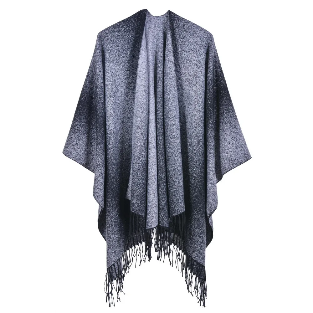 Autumn Winter Women's Jacquard Shawl European American Street Fashion Fork Thickened Cloak For Warmth Ponchos Capes Gray
Autumn Winter Women's Jacquard Shawl European American Street Fashion Fork Thickened Cloak For Warmth Ponchos Capes Gray