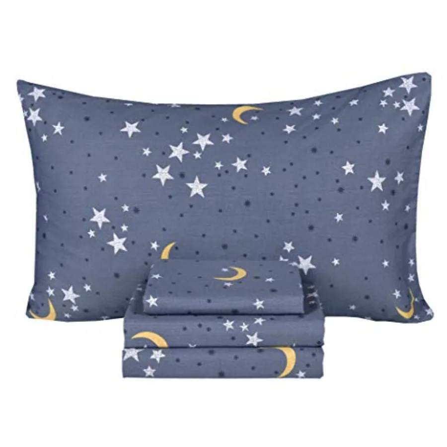Moon and Star Night Sky Teen Boys Girls 100% Cotton Bed Sheet Set Flat Sheet and Fitted Sheet and Pillowcase Bedding Set
Moon and Star Night Sky Teen Boys Girls 100% Cotton Bed Sheet Set Flat Sheet and Fitted Sheet and Pillowcase Bedding Set