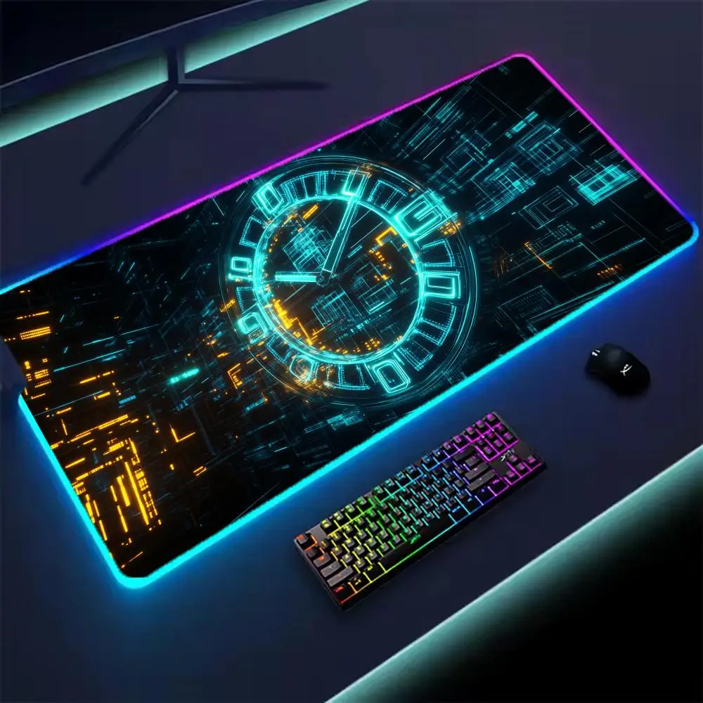 Technology Cool Clock Mouse Pad RGB Gaming Mouse Pad Gamer Accessories Large LED Light Mousepads Computer Desk Mat with Backlit
Technology Cool Clock Mouse Pad RGB Gaming Mouse Pad Gamer Accessories Large LED Light Mousepads Computer Desk Mat with Backlit