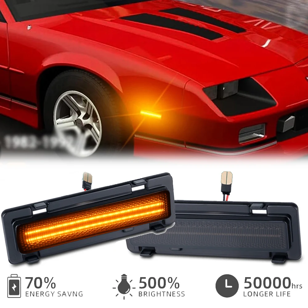 2Pcs LED Side Marker Lights for 1982-1992 Chevy Camaro Pontiac Firebird Front Parking Signal Lamps Smoked Lens
2Pcs LED Side Marker Lights for 1982-1992 Chevy Camaro Pontiac Firebird Front Parking Signal Lamps Smoked Lens